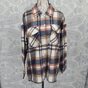 Lumberjane brushed flannel shacket plaid long sleeve Size Large Flannel
